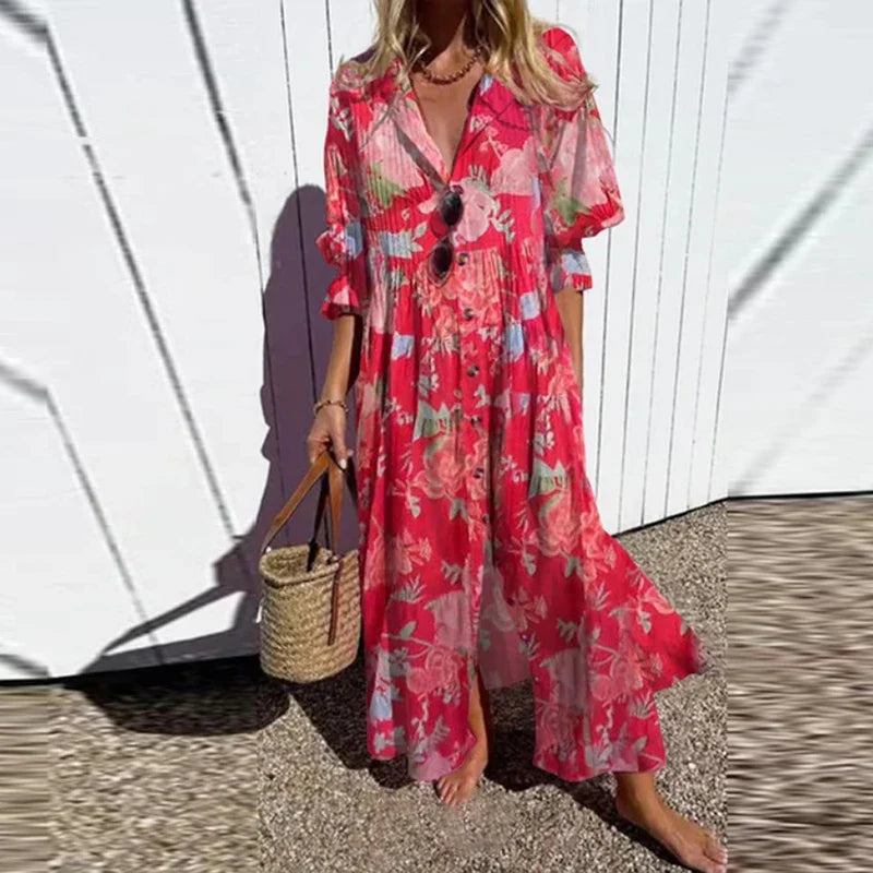 Vacation Dresses- Colorful Maxi Dress for Artsy Vacation Beach Events- - IndioGear.com