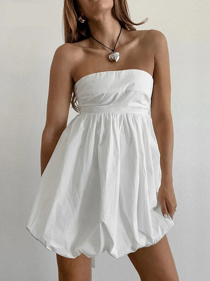 Vacation Dresses- Empire Waist Cotton Dress for Outdoor Events- White- IndioGear.com