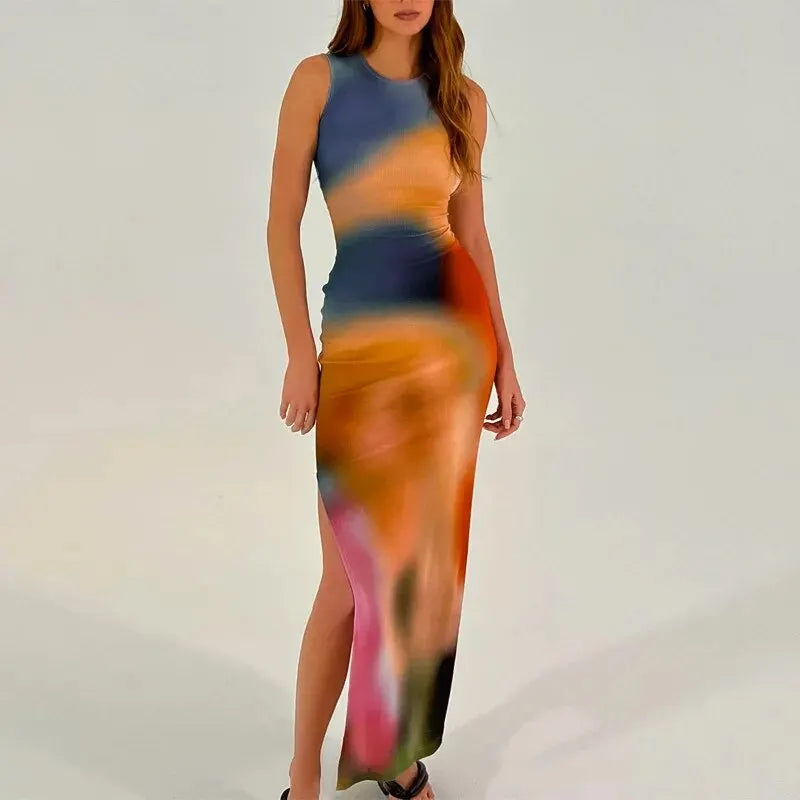 Vacation Dresses- Sunset Hues Maxi Dress for Concerts & Parties- - IndioGear.com