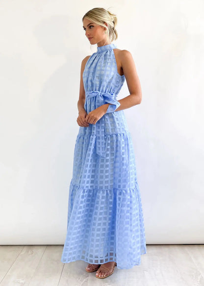 Vacation Dresses- Women Tiered Halter Maxi Dress for Your Next Holiday- - IndioGear.com