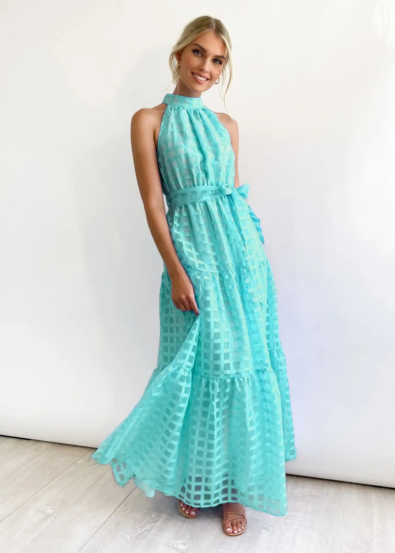 Vacation Dresses- Women Tiered Halter Maxi Dress for Your Next Holiday- - IndioGear.com