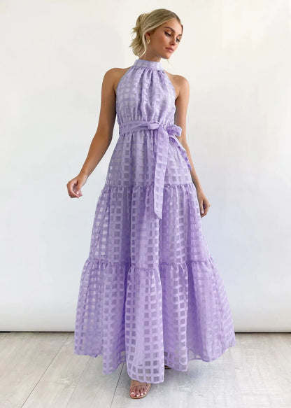 Vacation Dresses- Women Tiered Halter Maxi Dress for Your Next Holiday- - IndioGear.com