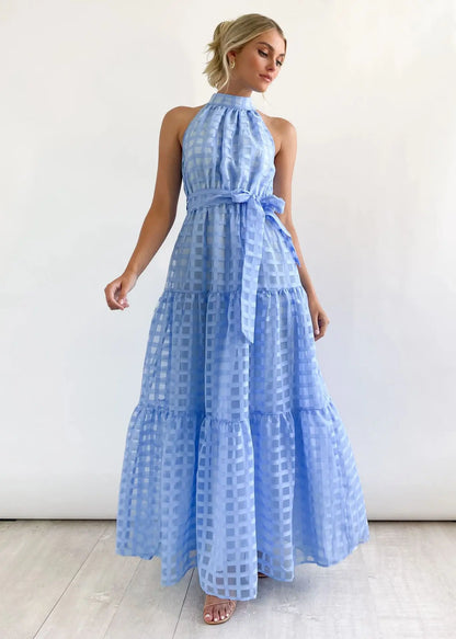 Vacation Dresses- Women Tiered Halter Maxi Dress for Your Next Holiday- - IndioGear.com