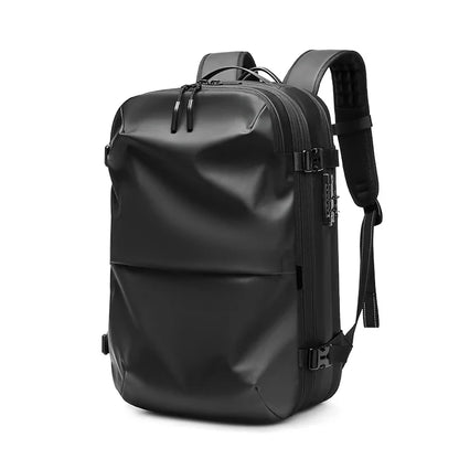 Vacuum Compression Backpack- Voyager Elite 17-Inch Laptop Backpack with Vacuum Compression- Black- IndioGear Women Clothing