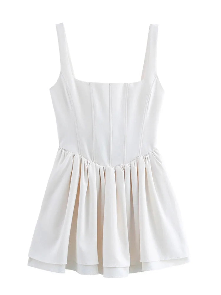 Velour Dresses- Velvet Flare Dress in Elegant Drop-Waist- White- IndioGear Women Clothing