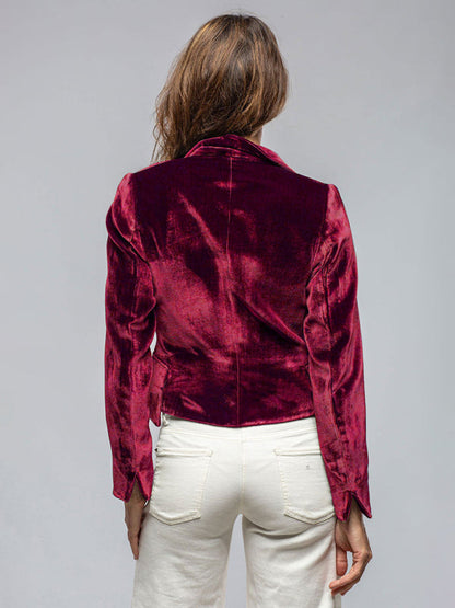 Velvet Blazer- Elegant Velour Blazer One-Button Velvet Jacket for Women- - IndioGear Women Clothing