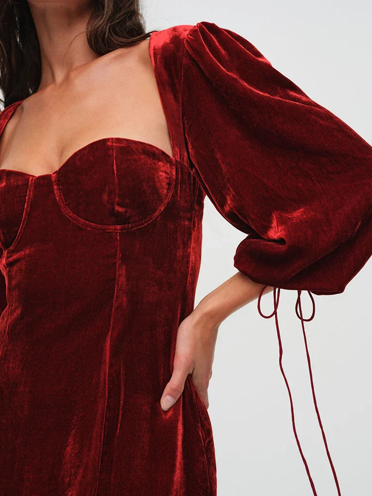 Velvet Dresses- Backless Velvet Velour Bustier Holiday Dress- - IndioGear Women Clothing