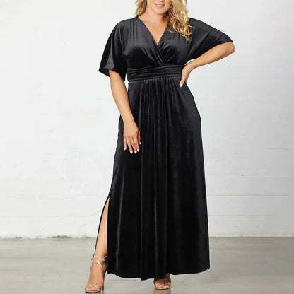 Velvet Dresses- Velvet Evening Gown Dress Plus Size for Holidays- - IndioGear.com