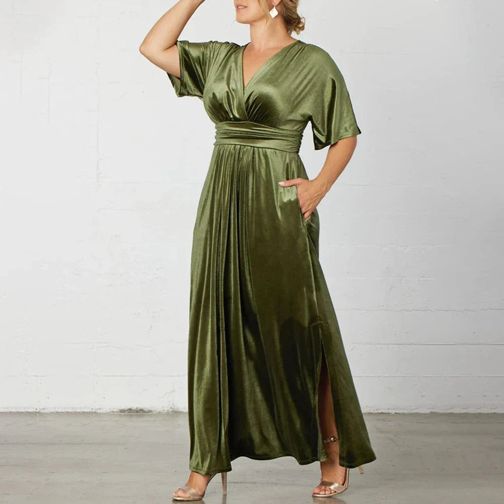 Velvet Dresses- Velvet Evening Gown Dress Plus Size for Holidays- - IndioGear.com