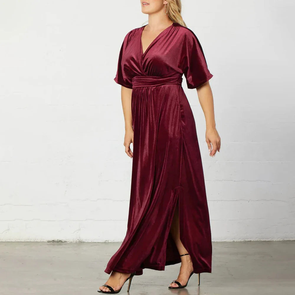 Velvet Dresses- Velvet Evening Gown Dress Plus Size for Holidays- - IndioGear.com