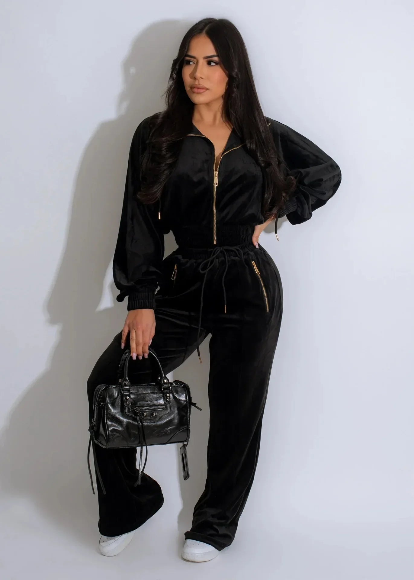 Velvet Outfits - Velvet Couture 2PC Lounge Set Elegant Velour Tracksuit