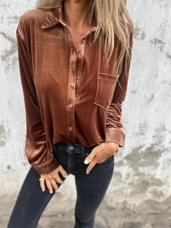 Velvet Shirts- Classic Velvet Button-Down Fall Shirt- - IndioGear.com