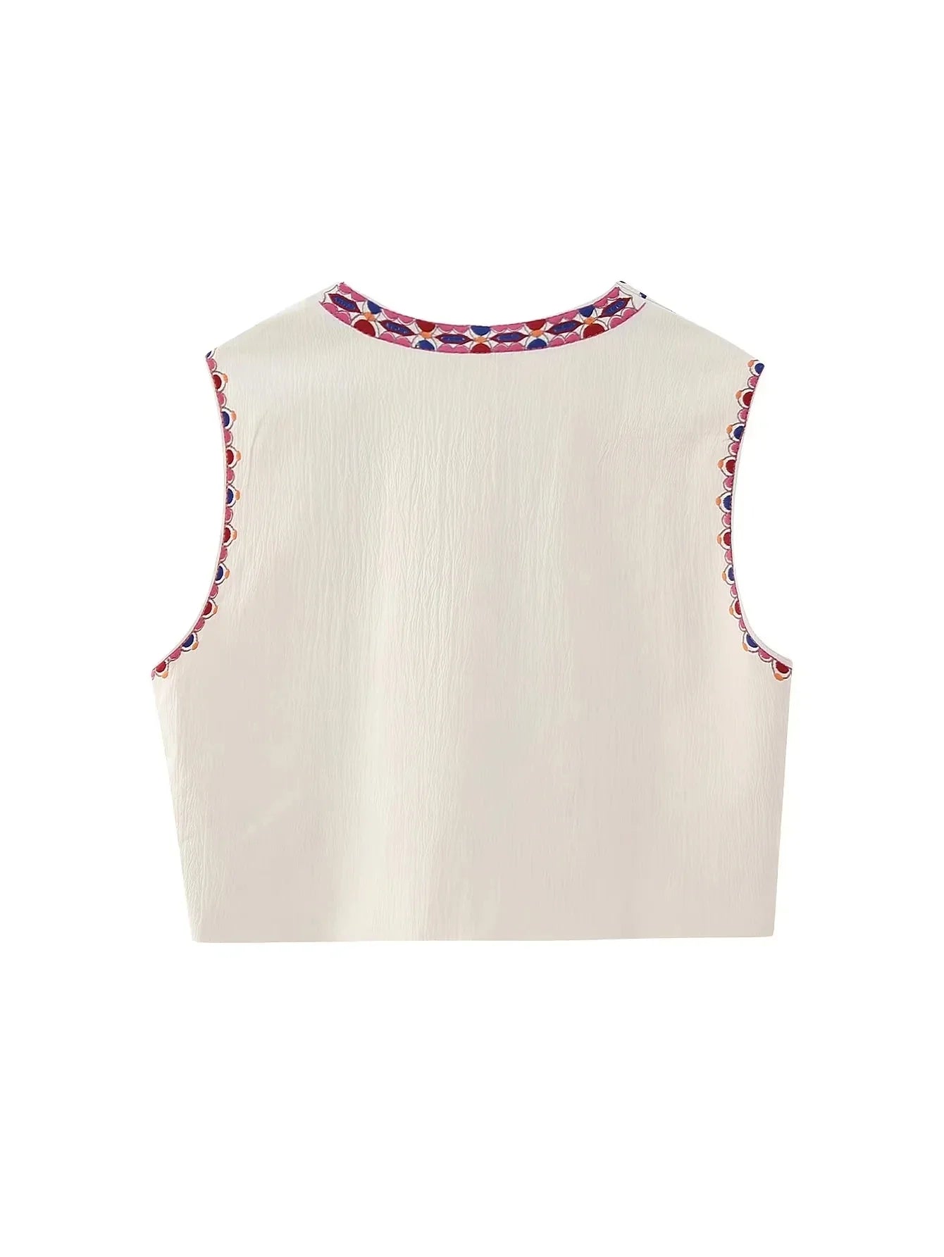 Vests- Artisanal Embroidered Cropped Waistcoat - Women Vintage Vest- - IndioGear.com