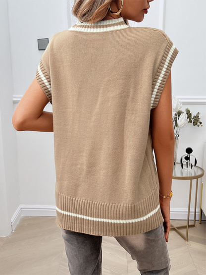 Vests- Cable Knit V-Neck Sweater Vest for Creative Looks- - IndioGear.com