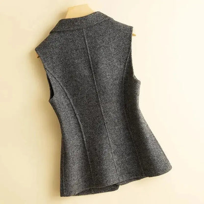 Vests- Elegant Charcoal Herringbone Vest- - IndioGear.com