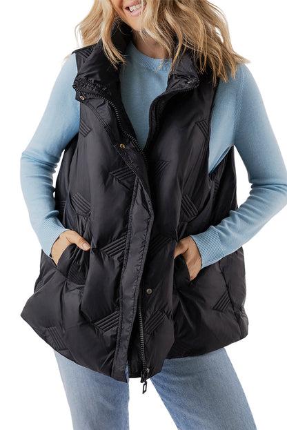 Vests- High-Neck Zip Quilted Vest – Essential Fall Layer- - IndioGear Women Clothing