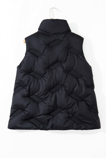 Vests- High-Neck Zip Quilted Vest – Essential Fall Layer- - IndioGear Women Clothing