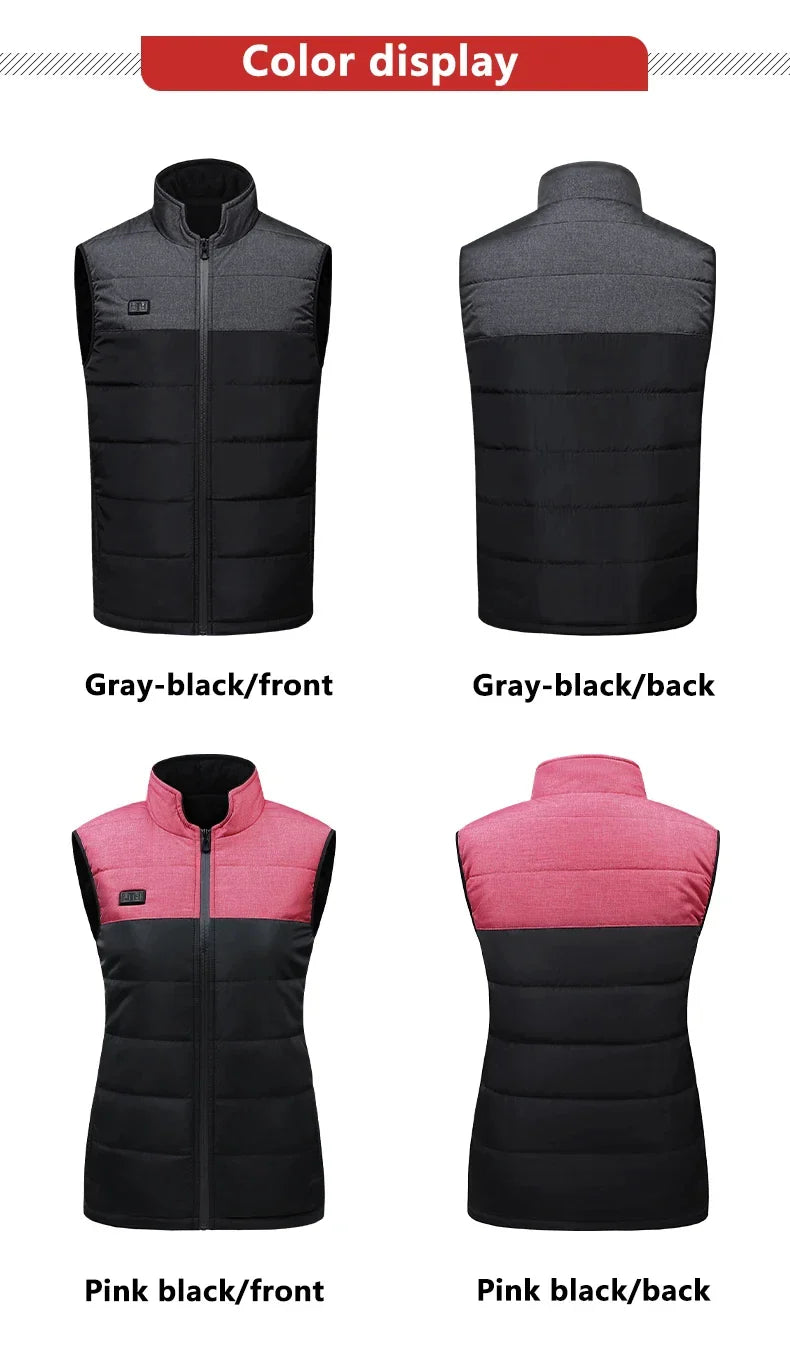 Vests- USB 21 Heating Zones Vest Winter Outerwear- - IndioGear Women Clothing