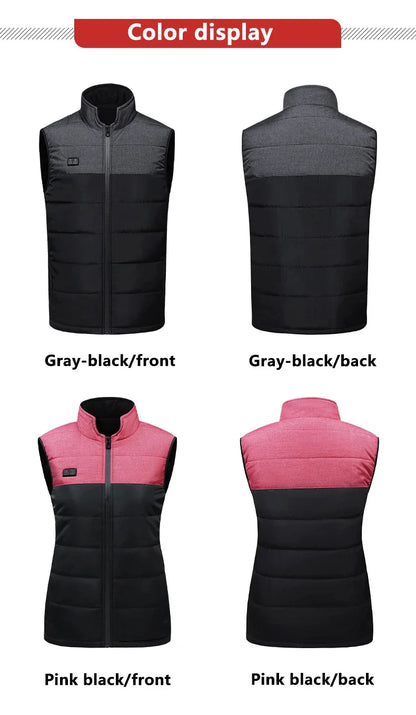 Vests- USB 21 Heating Zones Vest Winter Outerwear- - IndioGear Women Clothing