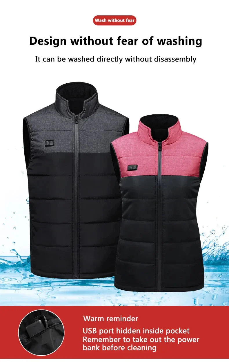 Vests- USB 21 Heating Zones Vest Winter Outerwear- - IndioGear Women Clothing