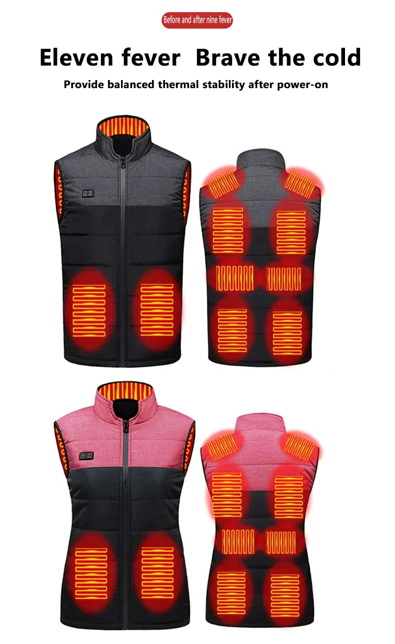 Vests- USB 21 Heating Zones Vest Winter Outerwear- - IndioGear Women Clothing