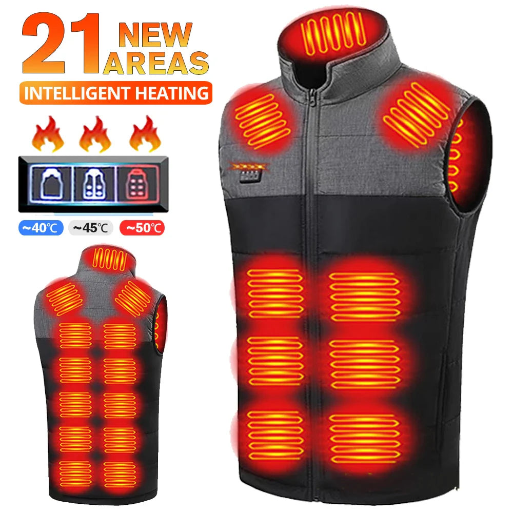 Vests- USB 21 Heating Zones Vest Winter Outerwear- - IndioGear Women Clothing