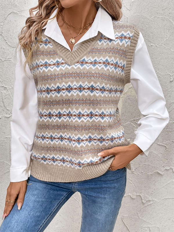 Vests- Women Business Layer Jacquard Knit Vest- - IndioGear.com