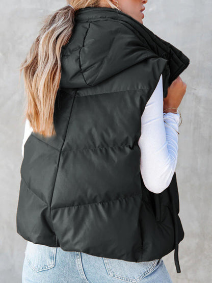 Vests- Women’s Cozy Down Zip-Up Hooded Vest for Fall & Winter- - IndioGear.com