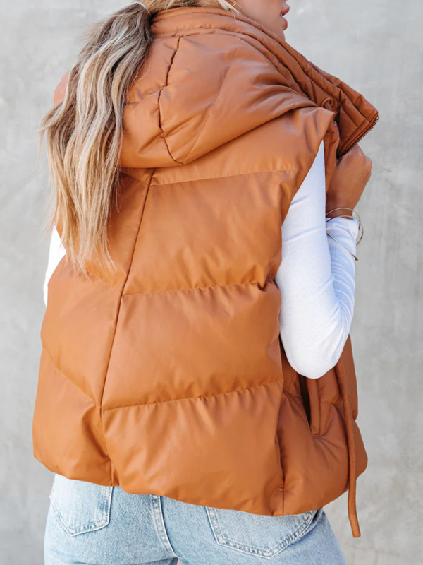 Vests- Women’s Cozy Down Zip-Up Hooded Vest for Fall & Winter- - IndioGear.com