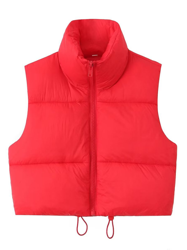 Vests- Women’s Zip-Up Cropped Down Vest | Cozy Fall Layer- Red- IndioGear.com