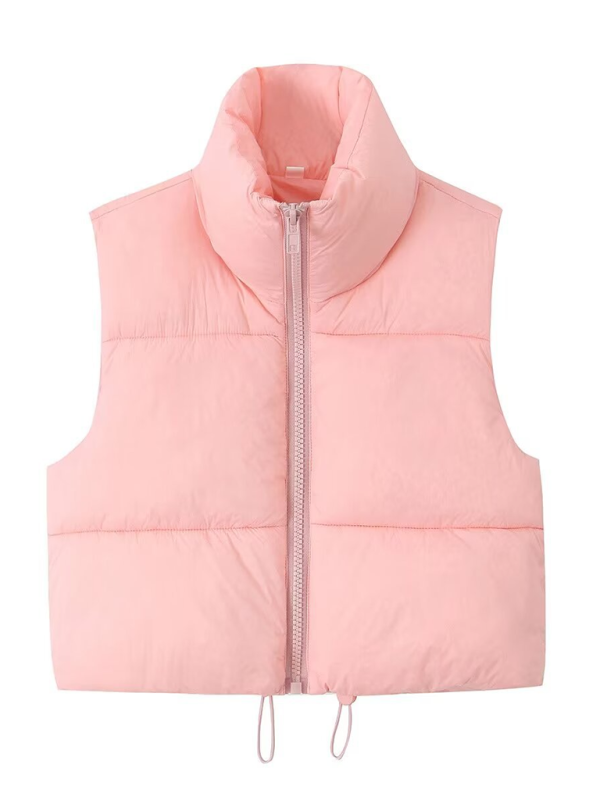 Vests- Women’s Zip-Up Cropped Down Vest | Cozy Fall Layer- Lotus root Pink- IndioGear.com