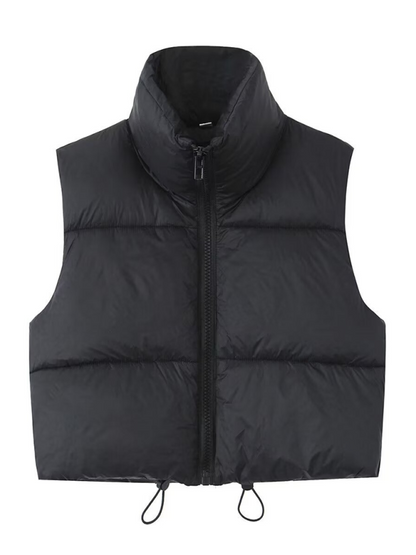 Vests- Women’s Zip-Up Cropped Down Vest | Cozy Fall Layer- Black- IndioGear.com