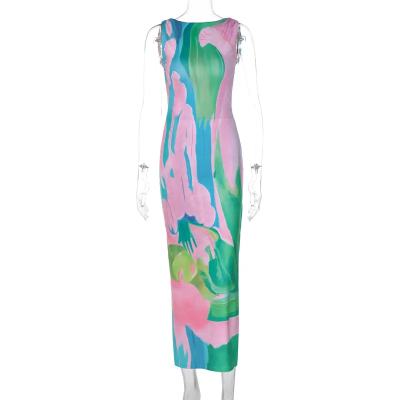 - Watercolor Maxi Dress for Weddings and Garden Parties- - IndioGear.com