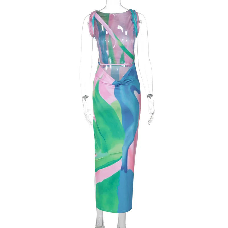 - Watercolor Maxi Dress for Weddings and Garden Parties- - IndioGear.com