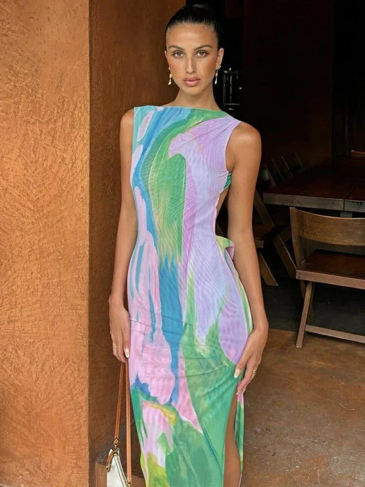 - Watercolor Maxi Dress for Weddings and Garden Parties- - IndioGear.com