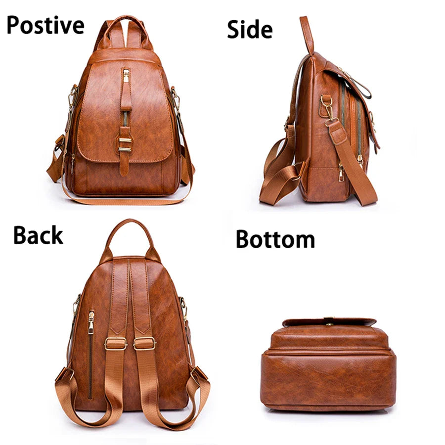 - Waterproof PU Leather Backpack for Daily Use- - IndioGear Fashion and Gear