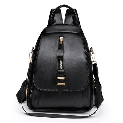 - Waterproof PU Leather Backpack for Daily Use- Black- IndioGear Fashion and Gear