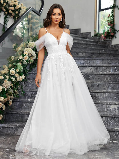 Wedding Dresses- Classic Tulle Ball Gown for Fairy Tale Weddings Bridal Dress- - IndioGear Women Clothing