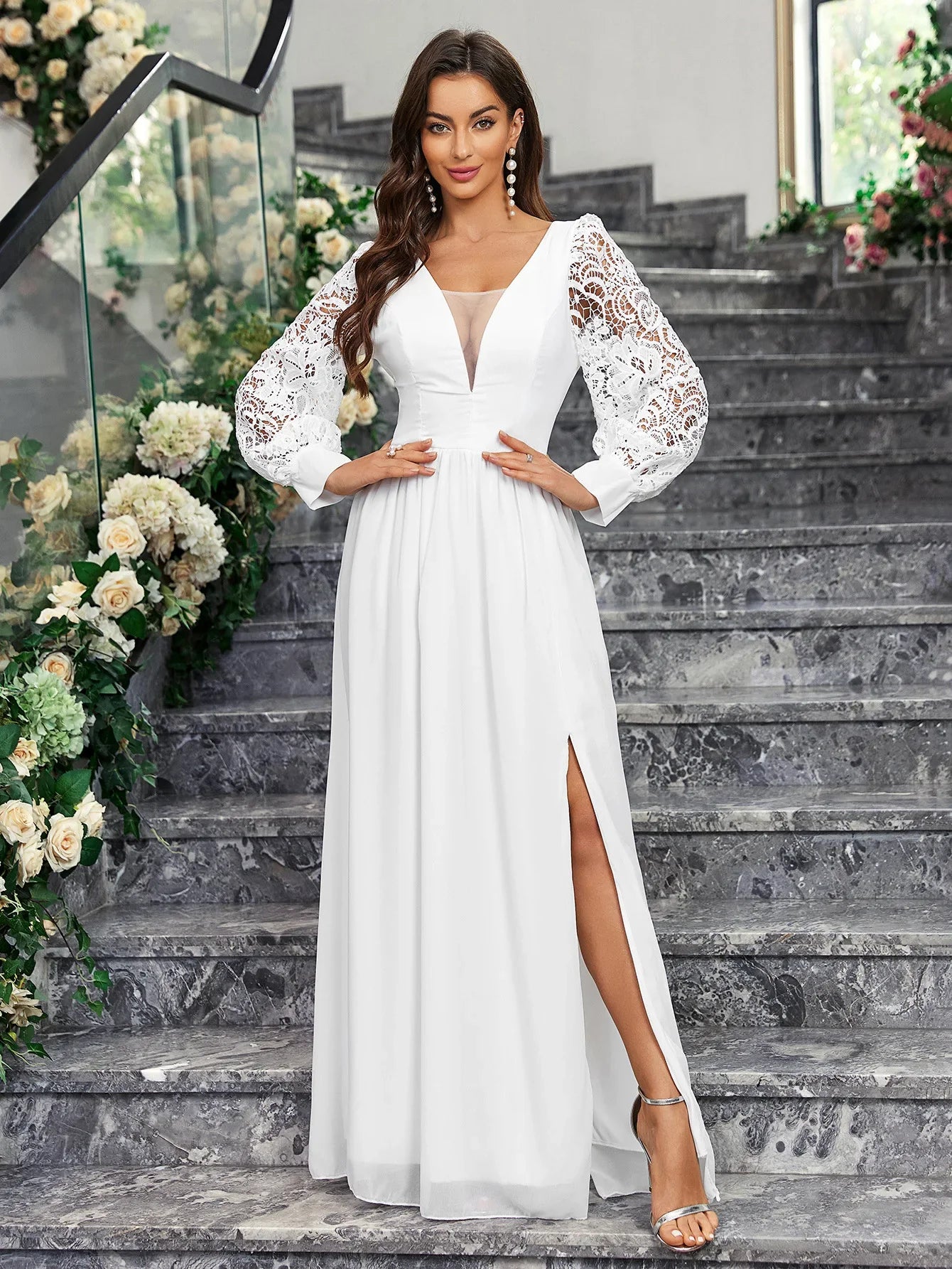 Wedding Dresses- Elegant Vineyard Wedding Gown Backless Bridal Dress- - IndioGear Women Clothing