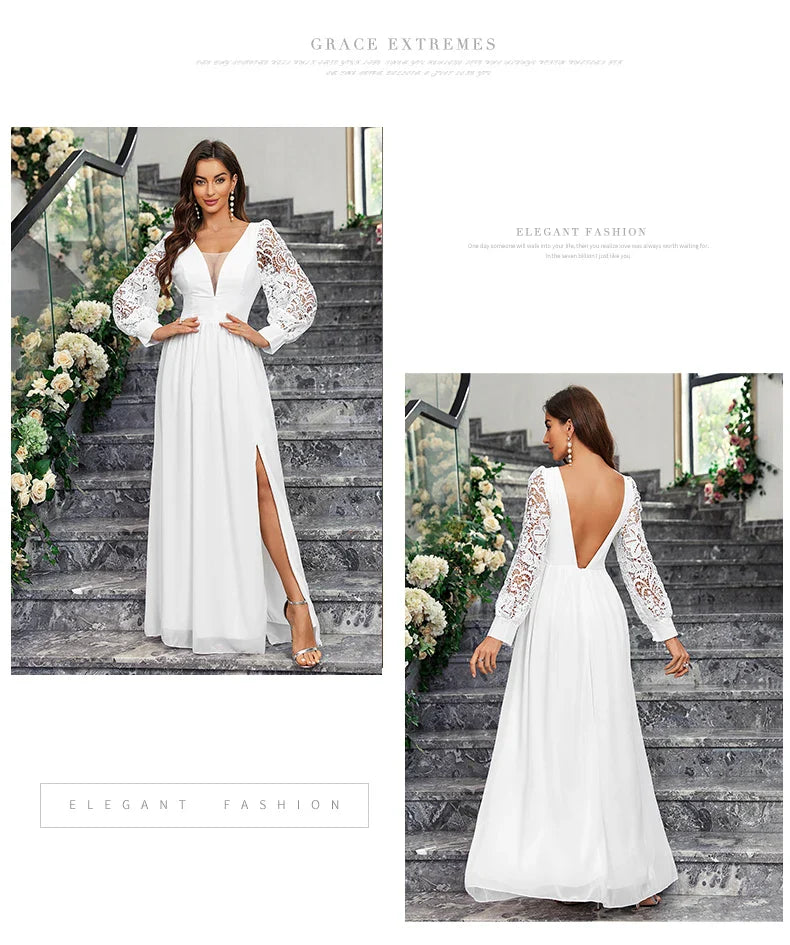 Wedding Dresses- Elegant Vineyard Wedding Gown Backless Bridal Dress- - IndioGear Women Clothing