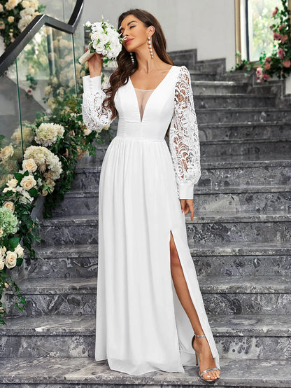 Wedding Dresses- Elegant Vineyard Wedding Gown Backless Bridal Dress- - IndioGear Women Clothing