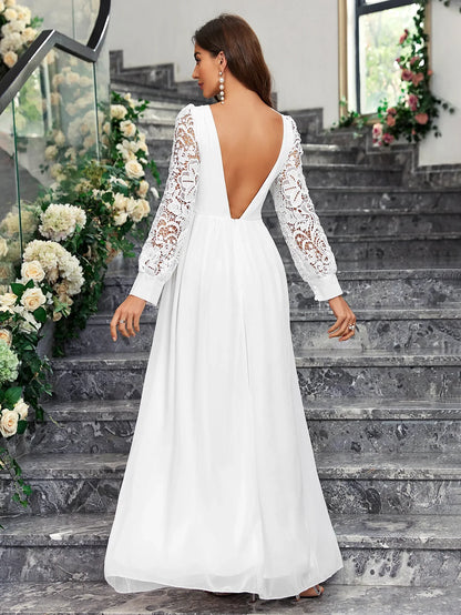 Wedding Dresses- Elegant Vineyard Wedding Gown Backless Bridal Dress- - IndioGear Women Clothing