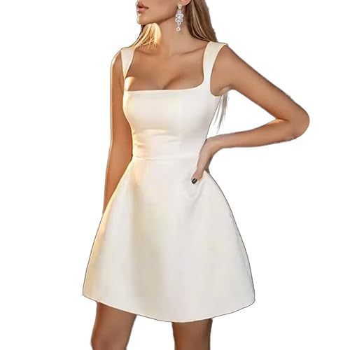 Wedding Dresses- Satin A-Line Wedding Dress for Civil Marriage Celebration- - IndioGear Women Clothing