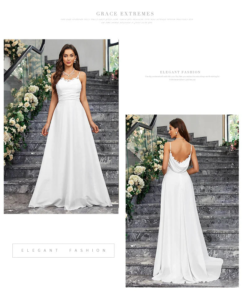 Wedding Dresses- Sweep Train Bridal Gown Church Wedding Dress- - IndioGear Women Clothing