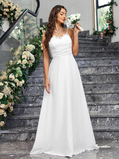 Wedding Dresses- Sweep Train Bridal Gown Church Wedding Dress- - IndioGear Women Clothing