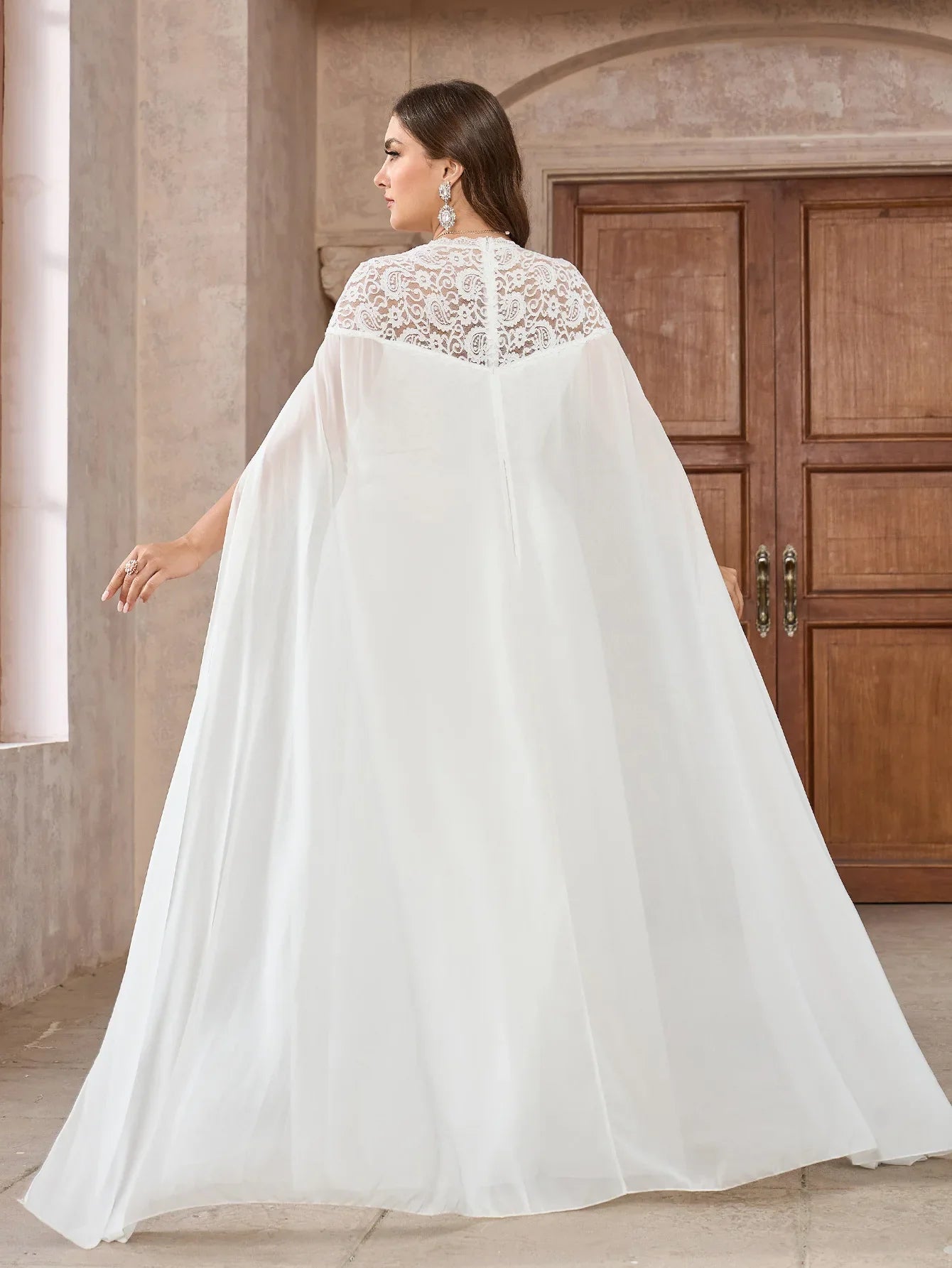 Wedding Dresses- Wedding Dress with Watteau Train Plus Size Bridal Gown- - IndioGear Women Clothing