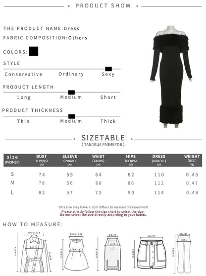 Winter Dresses- Elegant Faux Fur Winter Midi Party Dress- - IndioGear Women Clothing