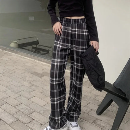 Winter Pants- Plush Lined Plaid Loungewear Pants for Women- Small Black- IndioGear Women Clothing