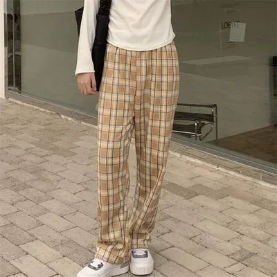 Winter Pants- Plush Lined Plaid Loungewear Pants for Women- Yellow- IndioGear Women Clothing