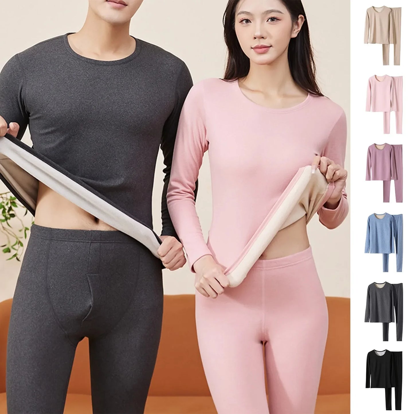 Winter pajamas - Unisex Fleece Winter Sleepwear Set Thermal Pajamas